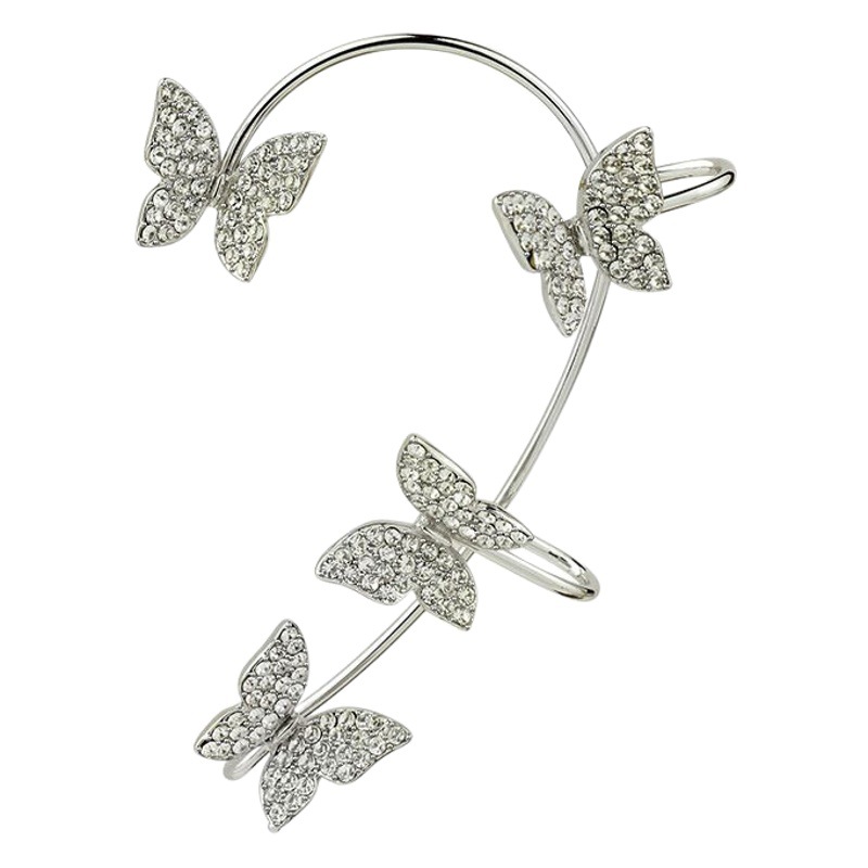 Brillante diamante incrustado mariposa oreja colgando Hada de alto grado de una sola pieza femenina temperamento earless oreja clip pendientes transfronterizos Venta caliente