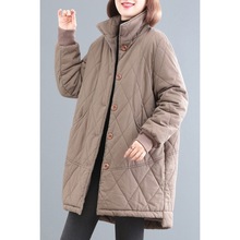 200斤胖妈妈冬季大码棉服中长款中老年加绒加厚加肥休闲棉衣外套