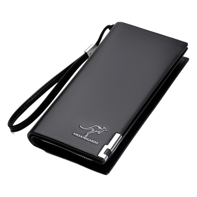 Anti-Degaussing Rfid Protected Clutch Men's Wallet Aiks Kangaroo Magnetic Buckle Version Wallet