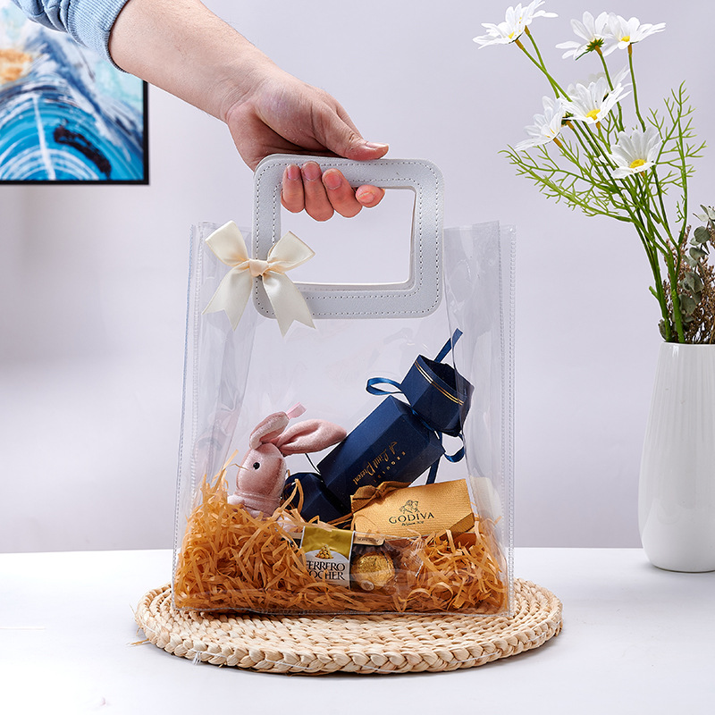 聖誕節禮品袋透明手提袋禮物袋 飯盒袋pvc婚禮伴娘伴手禮袋批發