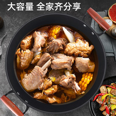 老式鐵鍋炒鍋家用不粘鍋加深燉鍋電磁爐通用炒菜鍋雙耳鑄鐵鍋平底