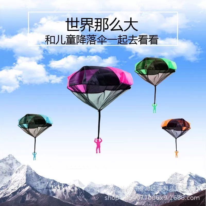 Hand-Toss Parachute Toy for Kids, Soldier Figurine Flyer, Outdoor Play, Multi-Color