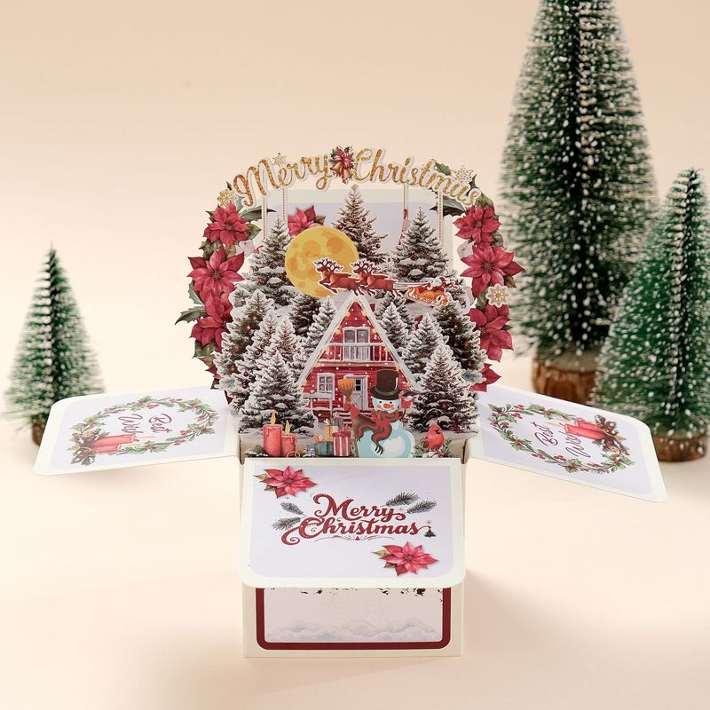 新款3D立体圣诞节贺卡创意Merry christmas 弹出式盒状卡片组合|undefined