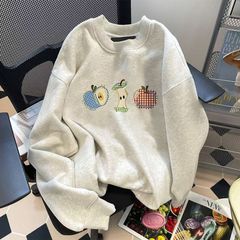 秋冬季潮牌女装圆领卫衣男重磅情侣宽松潮流加绒加厚女士洋气上衣