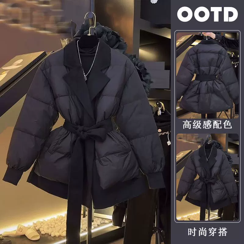 Demi-season warm black down jacket, high-quality style