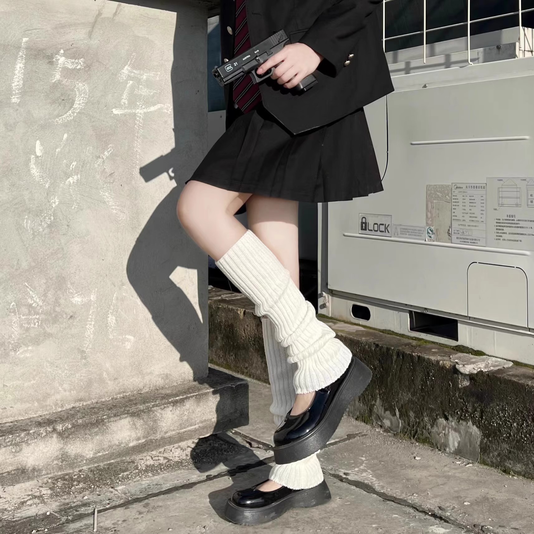 Knit socks Fall/Winter warm mid-tube socks y2k leg tops Spice Preppy Pile socks for women_voghion.com