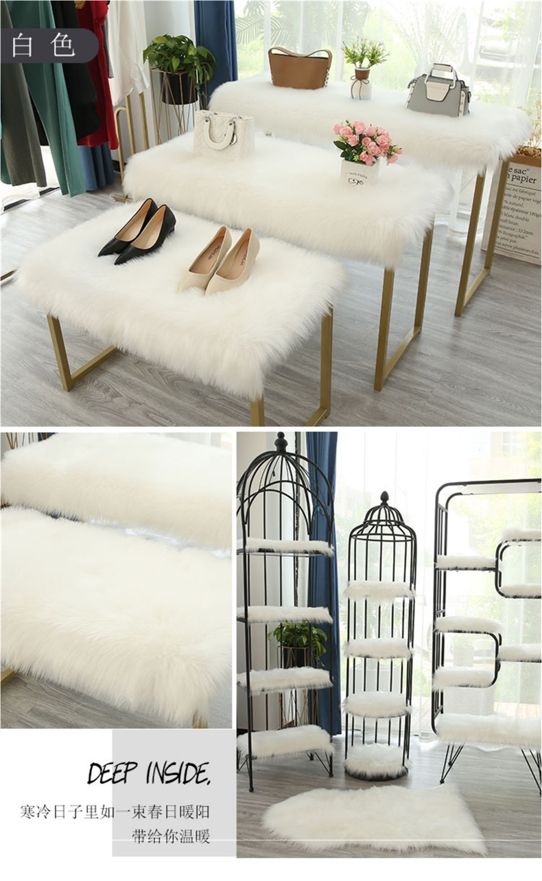 Plush Carpet Clothing Store Window Display Stand Plush Decorative Blanket Table Counter Flow Table White Imitation Wool Mat