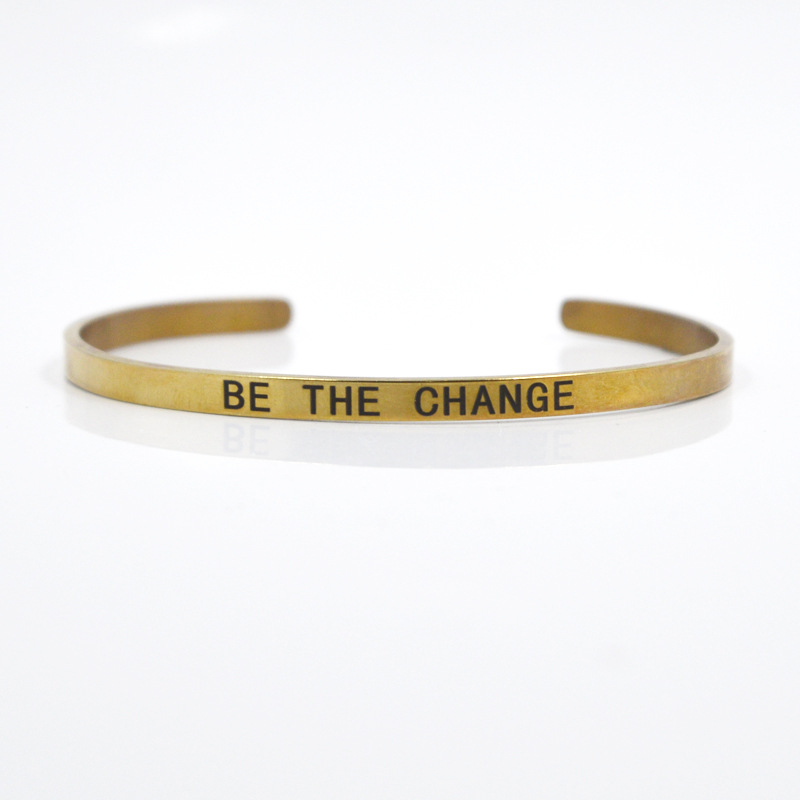 Stainless Steel Material Letter Pattern Unisex Gender Casual Simple Style Letter Stainless Steel Cuff Bracelets In Bulk