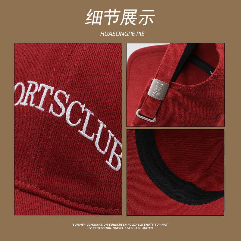 Gorra de béisbol de las mujeres de verano suave superior simple bordado gran circunferencia de la cabeza UV a prueba de sol sombrero pareja cepillado casquillo de los hombres