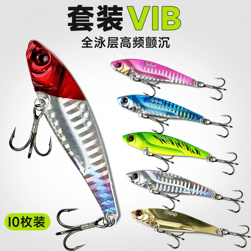 Vib Luya cebo traje de tiro largo serpiente de cascabel divertida cebo falso lentejuelas de colores dientes de dragón de metal juego completo micro boca