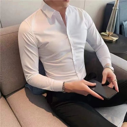 Men's Summer Pink Shirt Short Sleeve Business Casual Professional Dress Pure Color Half Sleeve Collar Shirt Men's Shirt Fashion