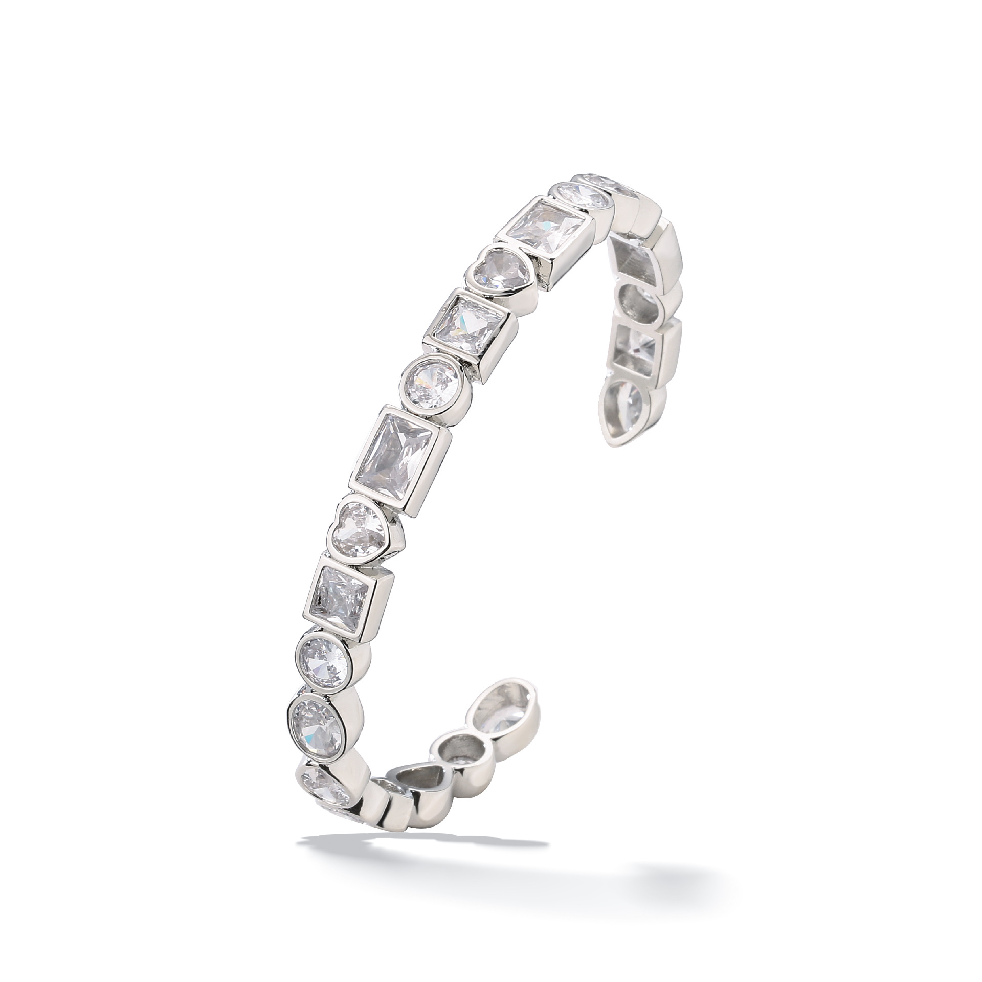 Cute Square Copper Inlay Zircon Bangle 1 Piece