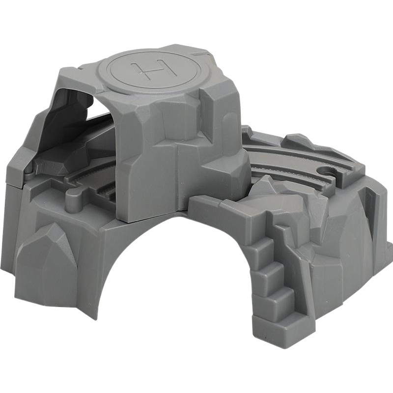 Acumulación de tren de madera para Niños Accesorios de pista de madera simulación túnel cueva doble capa juguete rico escena Accesorios