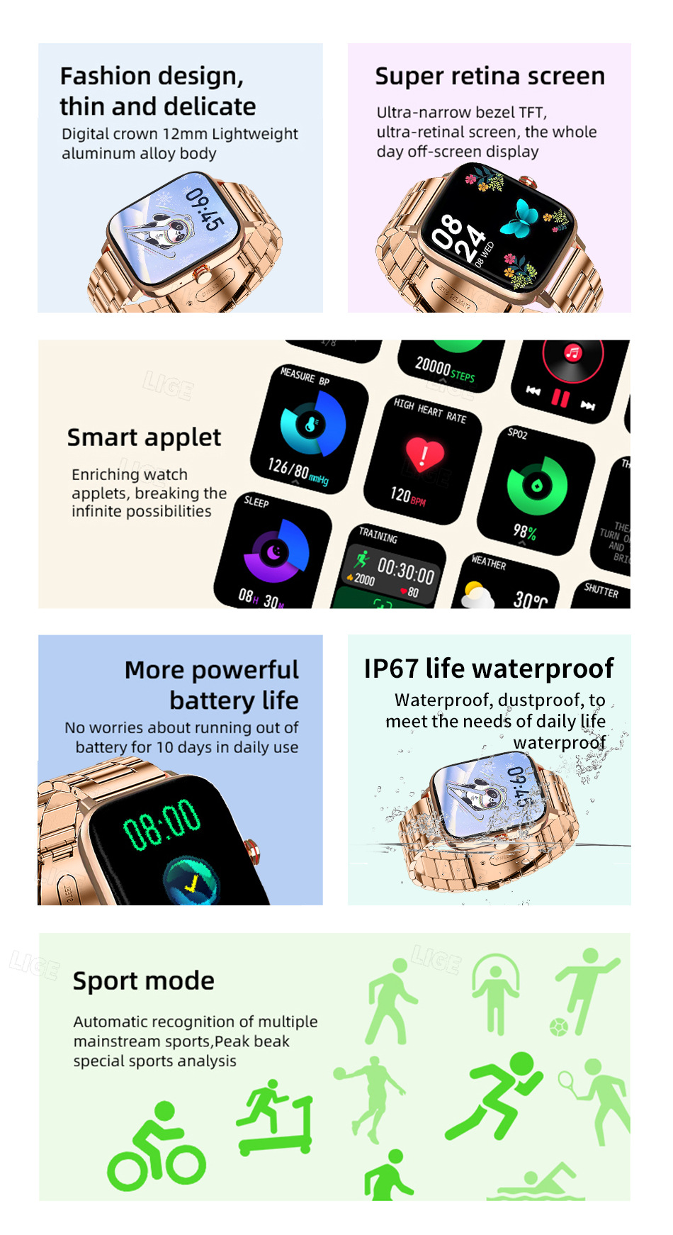 Unisex Smartwatch Mit Herzfrequenz- Und Schlafmonitor_voghion.com
