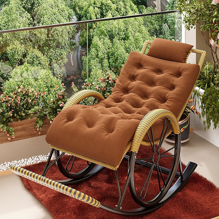 Silla mecedora perezosa hogar adulto ocio silla reclinable almuerzo descanso ancianos disfrutar fresco plegable Silla de ratán balcón Silla de ocio