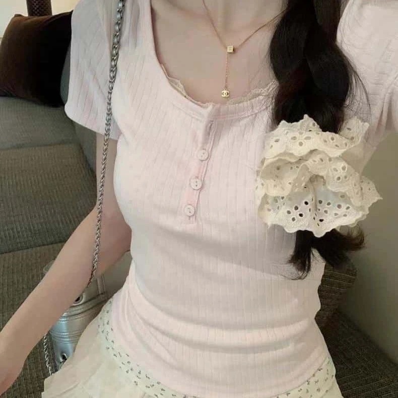 핑크색 반소매