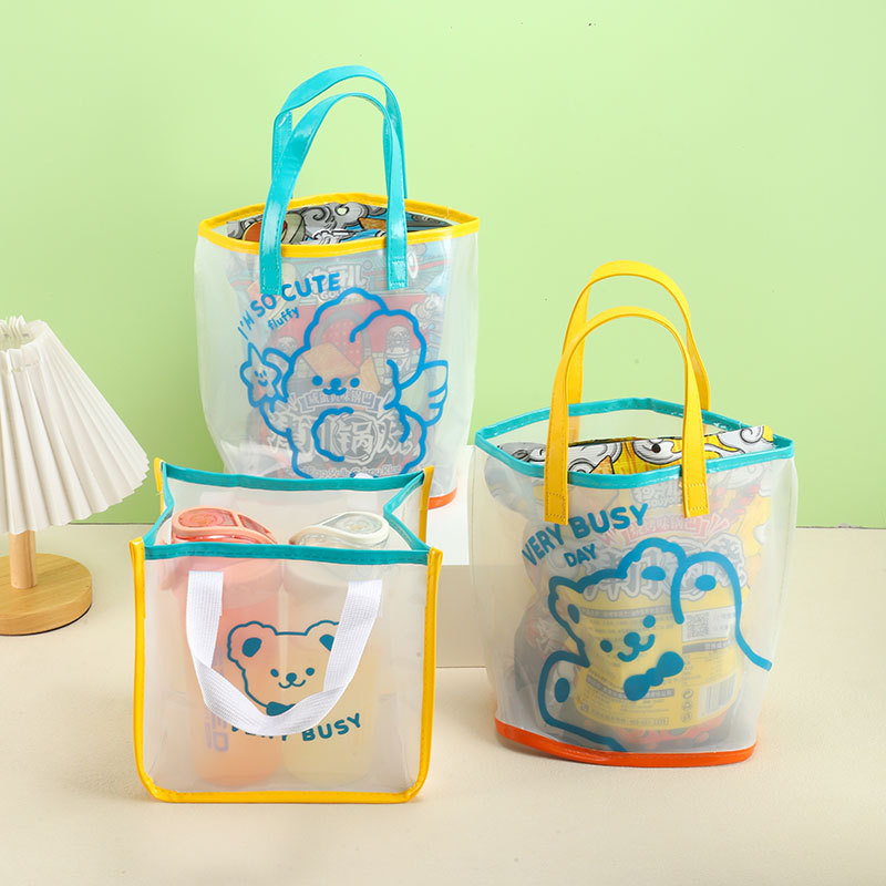 Children's Outdoor Portable Swimming Bag Beach Bag Cute Cartoon Waterproof Tote Bag Bathroom Storage Bag Pvc