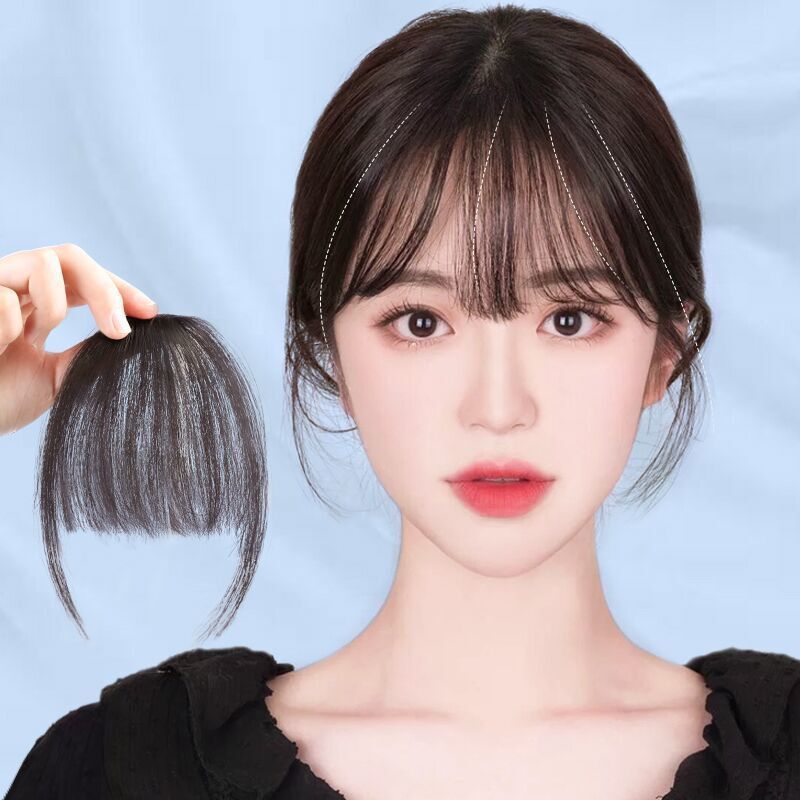 3D Invisible Bangs Wig for Women, Natural Forehead Seamless Ultra-Thin Hairpiece, Realistic Bangs for Age Reduction