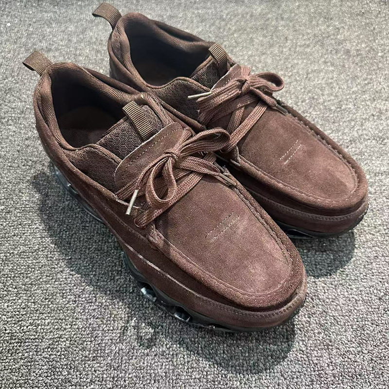 2025 New Spring and Summer Korean Style Round-Toe Lace-Up Simple Style High-Soled Small Leather Shoes Fashionable Casual Shoes
