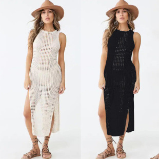 Beach Cover-Up Cut Out Knitted Beach Bikini Cover-Up Knitted Skirt Cross-Border Amazon 6066 (7 Colors)