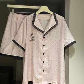 波点花边kt猫睡衣女夏季新款短袖日系可爱学生家居服套装外穿