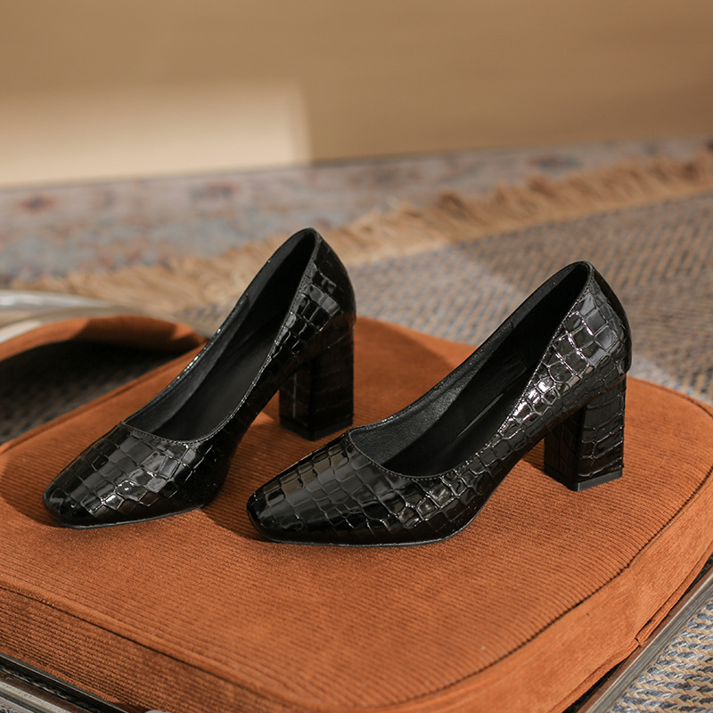 2024 new square toe chunky heel high heels plus size extra large widened shallow mouth commuter work shoes comfortable women's shoes 2024 new square toe chunky heel high heels plus size extra large widened shallow mouth commuter work shoes comfortable women's shoes