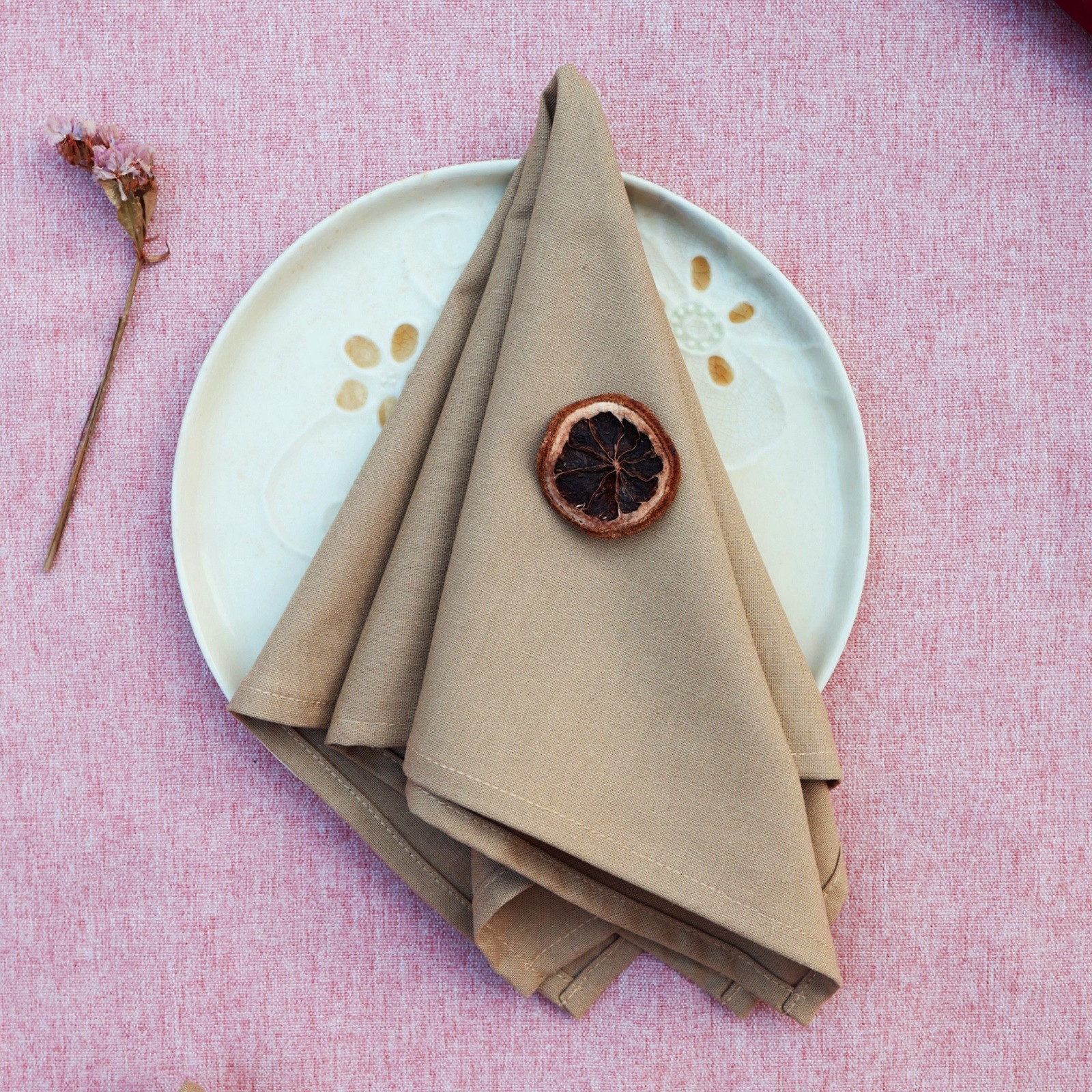 Servillas de lino algodón de Navidad comida occidental hotel de boda mesa de flores plegables tazas toallas de té sólidas almohadilla