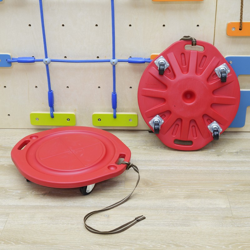 Polia redonda para niños Polia de equilibrio Trolley entrenamiento sensorial silencioso disco de equilibrio placa de rueda auxiliar de enseñanza al aire libre