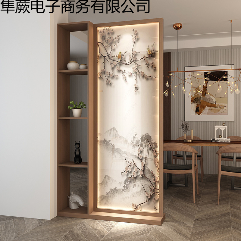 2025 Modern New Chinese Style Solid Wood Entrance Partition Entrance Screen Cabinet Storage Rack Decorative Wall New Chinese Style Screen