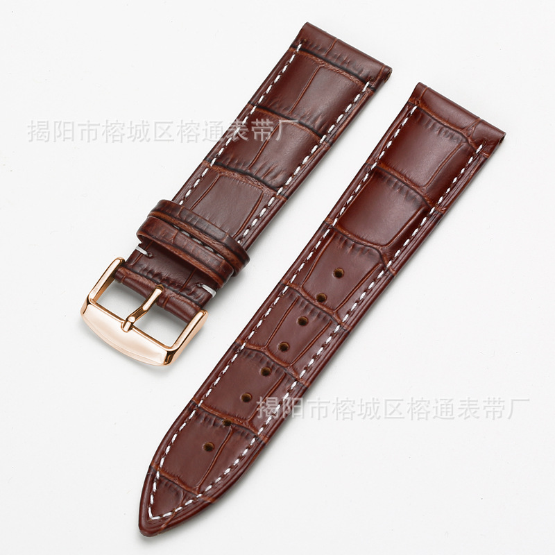 Suministro directo de fábrica primera capa de piel de vaca hebilla de reloj correa de bambú raya multi-color opcional hombres y mujeres 12 -- 24mm