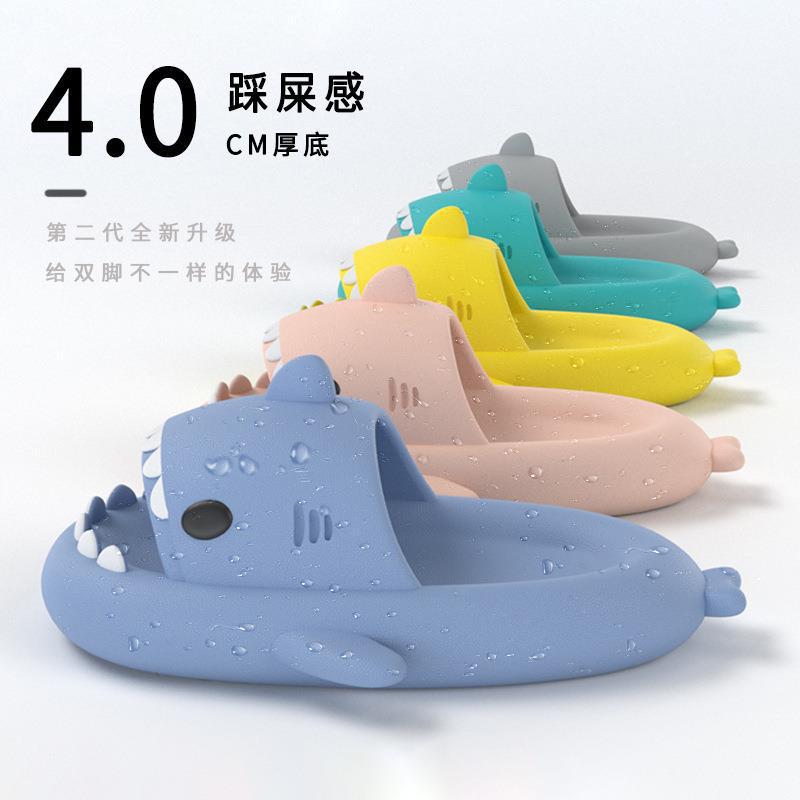 Transfronteriza de segunda generación de fondo engrosado tiburón pareja zapatillas de mujer Zapatillas slip-on interior y al aire libre divertido hogar sandalias de dibujos animados