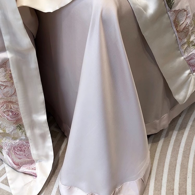 American Pastoral Flower Embroidery 100s Tencel Summer Cool Quilt Four-Piece Set Cool Ice Silk Air Conditioning Machine Wash by Naked Sleep