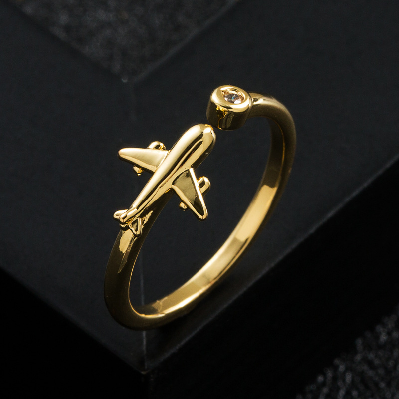 fashion simple copper gold-plated oil drop cross open ring