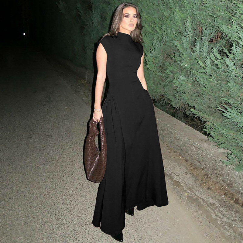 2024 otoño y invierno ropa de mujer europea y americana nueva moda transfronteriza temperamento vestido delgado sin mangas vestido largo A