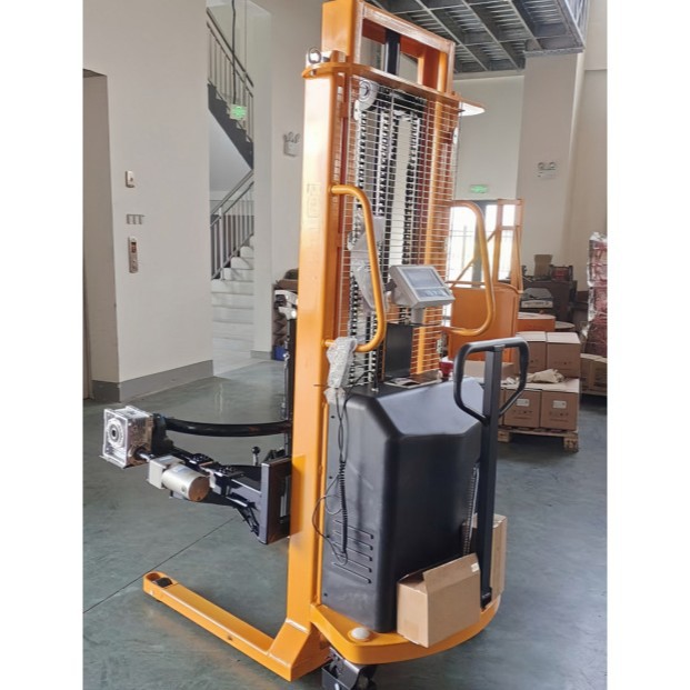 半电动油桶倒料堆高车液压升高翻转带秤搬运铁桶圆桶塑料桶装卸车