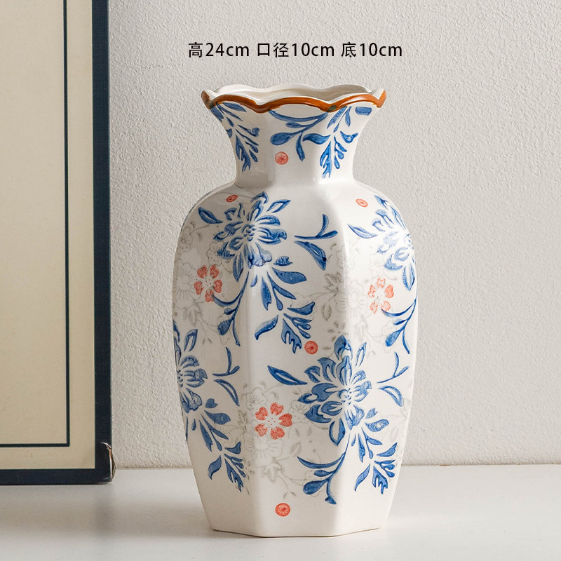 中国のハイエンド青と白の磁器レトロな玄関セラミック花瓶ホームリビングルームフラワーアレンジメント装飾装飾品水耕花|undefined