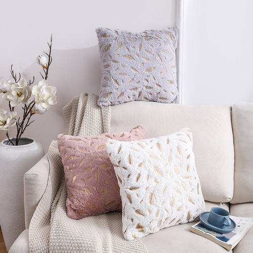 Double-sided feather stamping plush pillowcase cross-border Amazon home Nordic sofa pillowcase