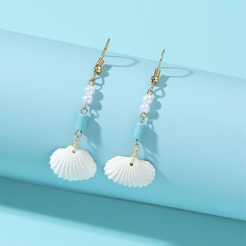 7g Weight Iron Ear Needle Material Drop Earrings Classification 1 Pair Quantity Holiday, Beach Occasion Shell Material Shell Pattern Spring&Summer Season Women's Gender Plating Design Hawaiian, Vacation Style 1 Pair Hawaiian Vacation Shell Plating Shell Drop Earrings 7