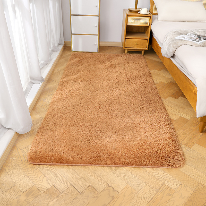 Fábrica al por mayor de lana larga alfombra tie-dyed degradado de color engrosada alfombra de cifrado sala de estar dormitorio mesita de noche alfombra manta de noche