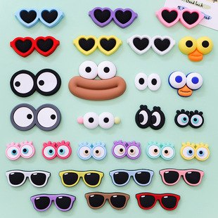 Funny sausage mouth eyes sunglasses fangs pvc soft rubber accessories diy phone case refrigerator soft toy patch