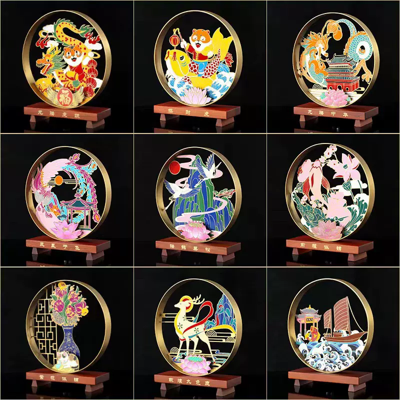 镂空设计新中式客厅办公轻奢装饰品摆件不锈钢简约纪念品奖牌礼品