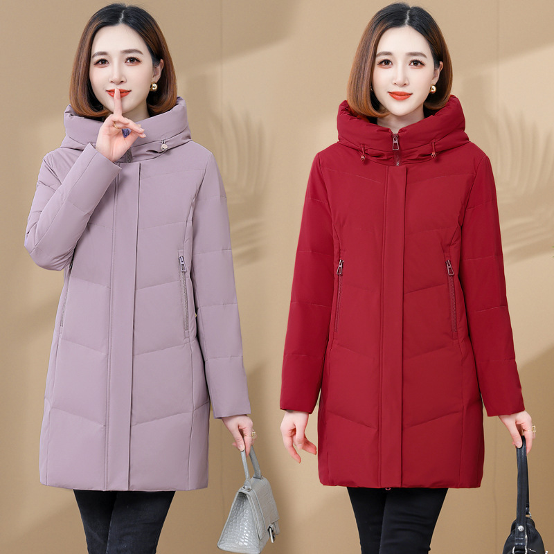 High-End Fashion Women's Winter New down Jacket Mid-Length Accessible Luxury Classy Hooded White Duck down Jacket High-End Fashion Women's Winter New down Jacket Mid-Length Accessible Luxury Classy Hooded White Duck down Jacket