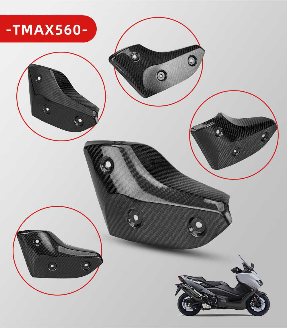 Motorcycle modified TMAX 530 560 exhaust pipe anti-scald cover carbon fiber heat insulation cover protective cover plate combination