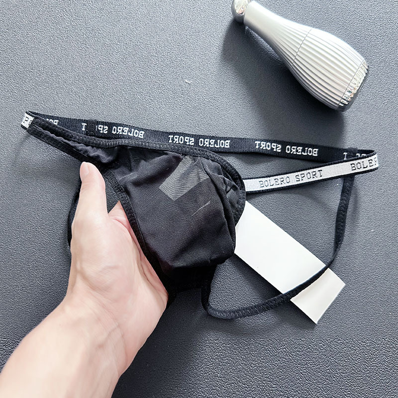 Flirty Men's Personalized Mesh Transparent Underwear DIY Single or Double Thong Adjustable Open-Crotch Sexy Thong 8897