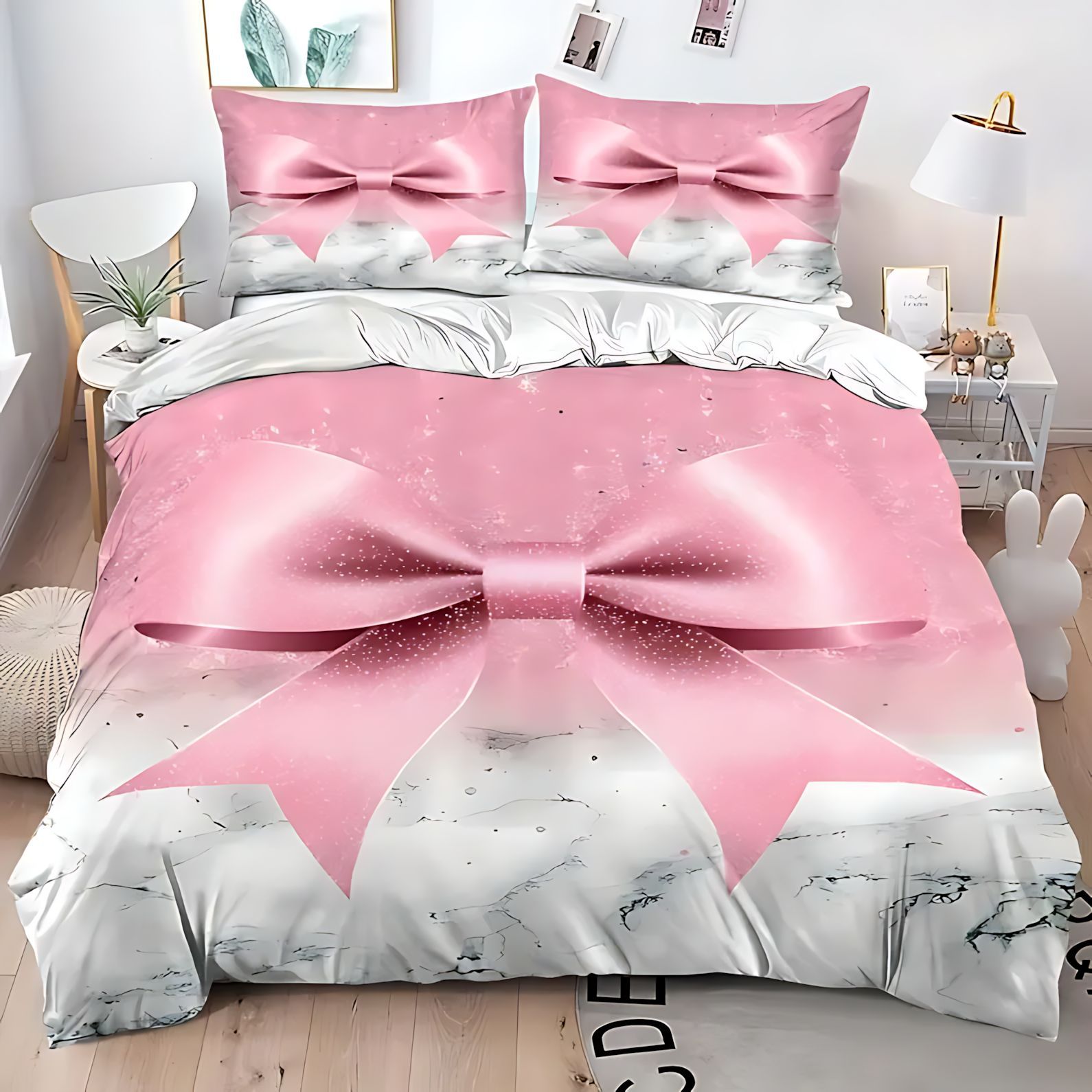 TUME / JIT transfronterizo gran arco de encaje brillante polvo HD impresión digital colcha de cama set