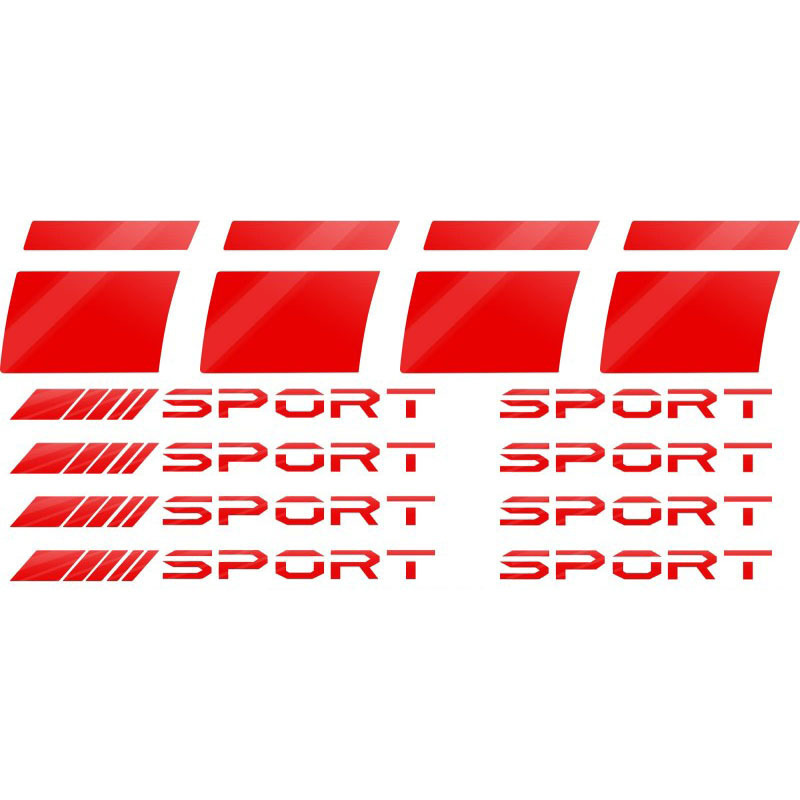 12pcs piece Rim Applique Stripe Reflective Sticker Waterproof wheel Red car rim stripe 18-21 inches_voghion.com