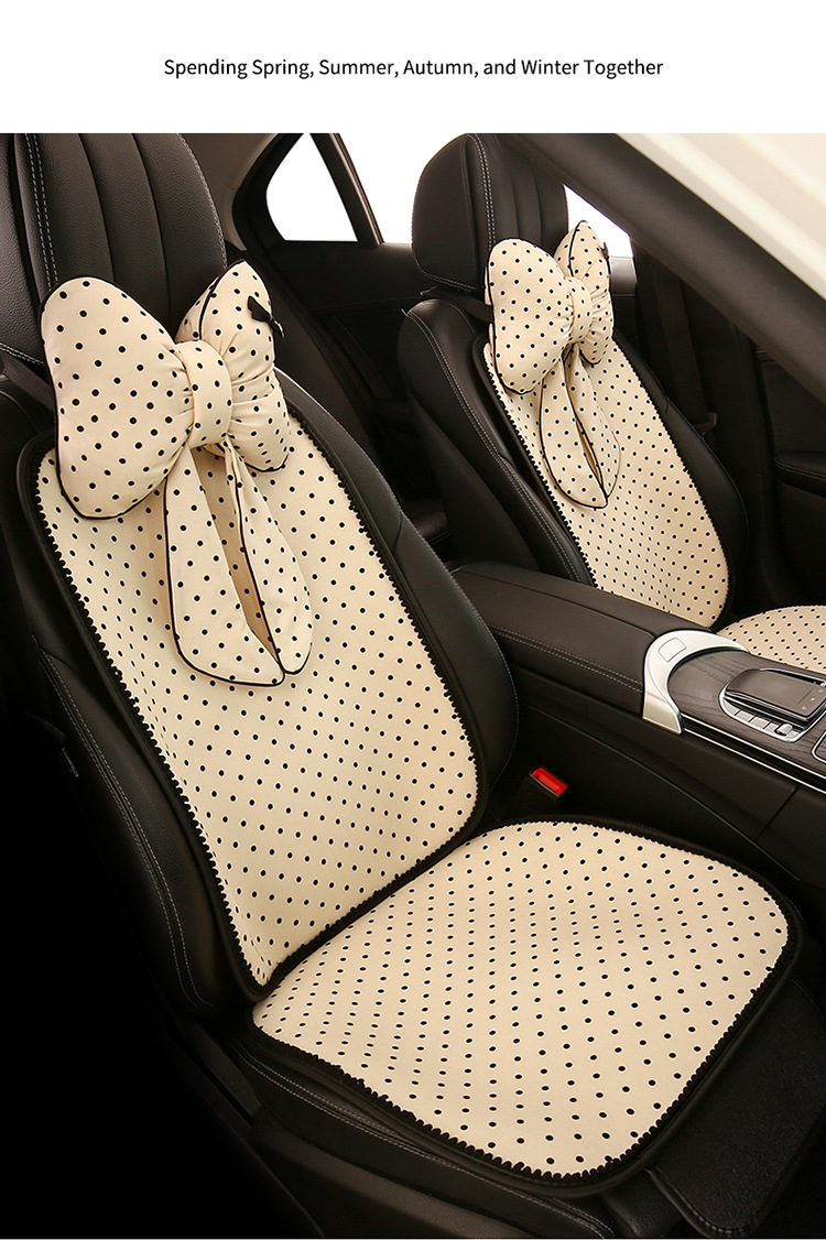 Car Seat Cushion Four Seasons Universal Cute Polka Dot Backrest Seat Cover