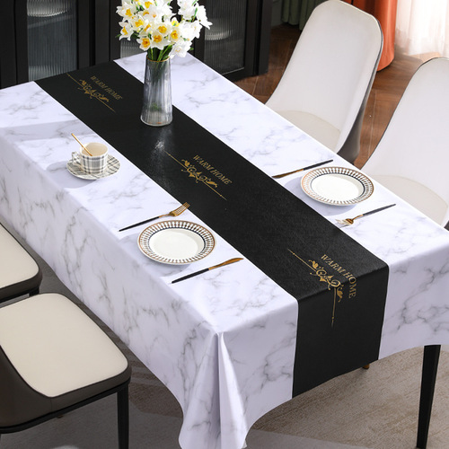 New Chinese style crown marble tablecloth wholesale waterproof, oil-proof and scalding pvc rectangular tablecloth coffee table cloth cross-border