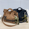 Universal shopping bag one shoulder, brand capacious linen bag, cloth bag suitable for men and women, Korean style