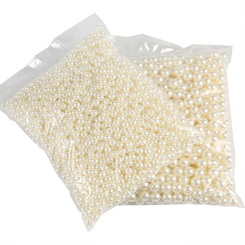 고광택 ABS 모조 진주 3-25MM 비 구멍 직선 구멍 천공 미색 느슨한 구슬 수제 DIY 순수한 흰색 구슬 도매
